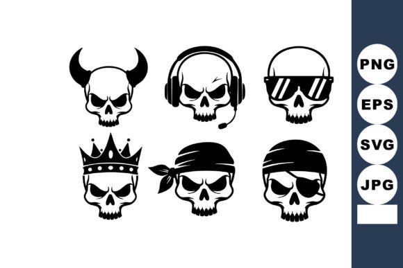 Download Six Skull Icons with Various Headgear in - Skull icons Collection