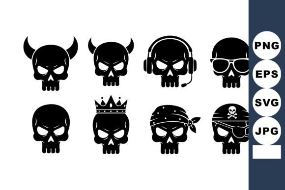 Download Skull Icons with Horns Crown Headphones - Skull icons Collection